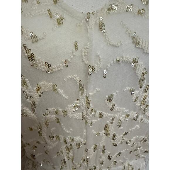 Free People Gold Sequin Blouse Top Sheer Size Small Party - Picture 4 of 10